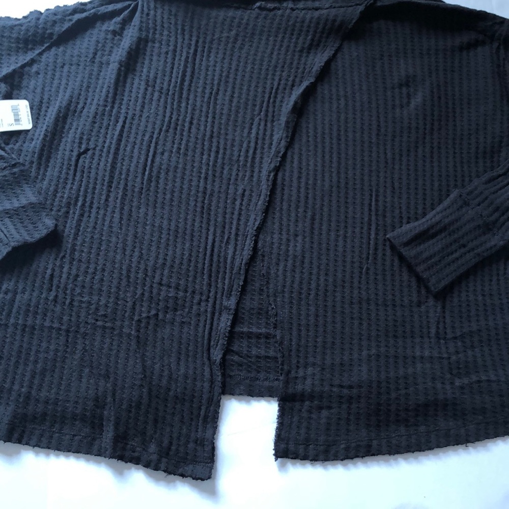 NWT Free People Juicy Long Sleeve Thermal Knit Shirt In Black Size Small - Picture 13 of 15